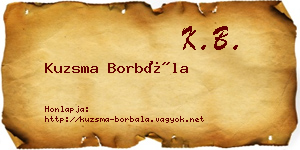 Kuzsma Borbála névjegykártya